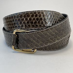 Bazzani Belt Genuine Snakeskin Women's 30 Brown w/Gold Tone Buckle Made in Italy
